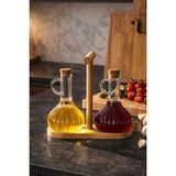 Porsima 415 2li Standlı Mantar Kapaklı Borosilikat Cam Yağlık Sirkelik Yağdanlık 250+250ML - 2 li