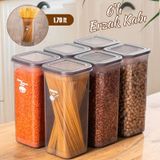 Porsima 432 Gr 6 lı Etiketli Kare Un Erzak Bakliyat Saklama Kabı Takımı Seti 1.70 Lt - Gri