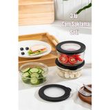 Porsima 4380 Flat 3lü Cam Kahvaltılık Çok Amaçlı Saklama Kabı Cam Kahvaltı Seti