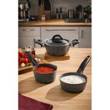 Porsima 4399 4 Parça Kaçerola Sosluk Sütlük Mini Baby Granit Tencere Sahan Seti Gri 14cm