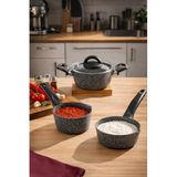 Porsima 4399 4 Parça Kaçerola Sosluk Sütlük Mini Granit Tencere Sahan Seti Gri 14CM