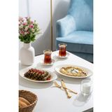 Porsima 4442 Gardenya Porselen Platin Fileli Kayık Tabak Seti - Oval Kahvaltılık Sunumluk Seti 25CM - 26 cm