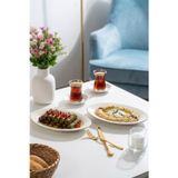 Porsima 4442 Gardenya Porselen Platin Fileli Kayık Tabak Seti - Oval Kahvaltılık Sunumluk Seti 25Cm