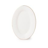 Porsima 4444 Gardenya Porselen Altın Fileli Kayık Tabak Seti - Oval Kahvaltılık Sunumluk Seti 20cm 2 Adet