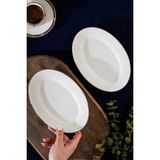 Porsima 4444 Gardenya Porselen Altın Fileli Kayık Tabak Seti - Oval Kahvaltılık Sunumluk Seti 20CM - 20 CM