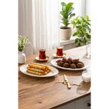 Porsima 4445 2li Porselen Altın Fileli Kayık Tabak Seti - Oval Kahvaltılık Sunumluk Seti 30cm