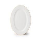Porsima 4445 Tiffany Porselen Altın Fileli Kayık Tabak Seti - Oval Kahvaltılık Sunumluk Seti 30cm 2 Adet