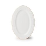 Porsima 4445 Tiffany Porselen Altın Fileli Kayık Tabak Seti - Oval Kahvaltılık Sunumluk Seti 30cm 2 Adet