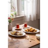 Porsima 4446 2li Porselen Platin Fileli Kayık Tabak Seti - Oval Kahvaltılık Sunumluk Seti 30cm