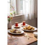 Porsima 4446 Porselen Platin Fileli Kayık Tabak Seti - Oval Kahvaltılık Sunumluk Seti 30Cm