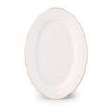 Porsima 4448 Tiffany Porselen Altın Fileli Kayık Tabak Seti - Oval Kahvaltılık Sunumluk Seti 25cm 2 Adet