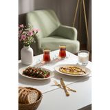 Porsima 4449 2li Porselen Platin Fileli Kayık Tabak Seti - Oval Kahvaltılık Sunumluk Seti 25cm