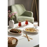 Porsima 4449 Porselen Platin Fileli Kayık Tabak Seti - Oval Kahvaltılık Sunumluk Seti 25Cm