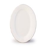 Porsima 4449 Tiffany Porselen Platin Fileli Kayık Tabak Seti - Oval Kahvaltılık Sunumluk Seti 25cm 2 Adet