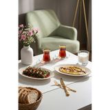 Porsima 4449 Tiffany Porselen Platin Fileli Kayık Tabak Seti - Oval Kahvaltılık Sunumluk Seti 25CM - 25 cm