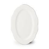 Porsima 4451 Yonca Porselen Platin Fileli Kayık Tabak Seti - Oval Kahvaltılık Sunumluk Seti 30cm 2 Adet
