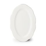 Porsima 4451 Yonca Porselen Platin Fileli Kayık Tabak Seti - Oval Kahvaltılık Sunumluk Seti 30cm 2 Adet