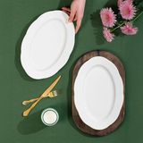 Porsima 4452 Yonca Porselen Kayık Tabak Seti - Oval Kahvaltılık Sunumluk Seti 30CM - 30 cm