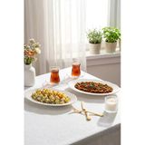 Porsima 4452 Yonca Porselen Kayık Tabak Seti - Oval Kahvaltılık Sunumluk Seti 30Cm