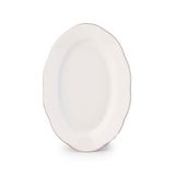 Porsima 4453 Yonca Porselen Platin Fileli Kayık Tabak Seti - Oval Kahvaltılık Sunumluk Seti 25cm 2 Adet