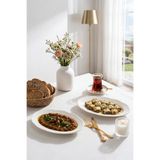 Porsima 4454 Yonca 2li Porselen Kayık Tabak Seti - Oval Kahvaltılık Sunumluk Seti 25cm