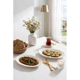 Porsima 4454 Yonca Porselen Kayık Tabak Seti - Oval Kahvaltılık Sunumluk Seti 25Cm