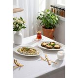 Porsima 4456 Burçak 2li Porselen Kayık Tabak Seti - Oval Kahvaltılık Sunumluk Seti 30cm