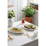 Porsima 4456 Burçak Porselen Kayık Tabak Seti - Oval Kahvaltılık Sunumluk Seti 30Cm