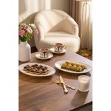 Porsima 4457 Burçak 2li Porselen Altın Fileli Kayık Tabak Seti - Oval Kahvaltılık Sunumluk Seti 25cm