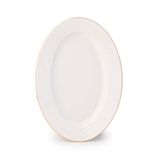 Porsima 4457 Burçak Porselen Altın Fileli Kayık Tabak Seti - Oval Kahvaltılık Sunumluk Seti 25cm 2 Adet