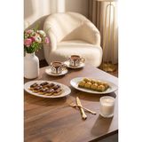 Porsima 4457 Burçak Porselen Altın Fileli Kayık Tabak Seti - Oval Kahvaltılık Sunumluk Seti 25CM - 25 cm