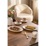 Porsima 4457 Burçak Porselen Altın Fileli Kayık Tabak Seti - Oval Kahvaltılık Sunumluk Seti 25Cm