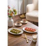Porsima 4458 Burçak Porselen Platin Fileli Kayık Tabak Seti - Oval Kahvaltılık Sunumluk Seti 25CM - 25 cm