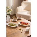 Porsima 4459 Burçak 2li Porselen Kayık Tabak Seti - Oval Kahvaltılık Sunumluk Seti 25cm