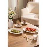 Porsima 4459 Burçak Porselen Kayık Tabak Seti - Oval Kahvaltılık Sunumluk Seti 25CM - 25 cm
