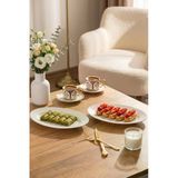 Porsima 4459 Burçak Porselen Kayık Tabak Seti - Oval Kahvaltılık Sunumluk Seti 25Cm