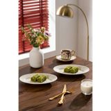 Porsima 4460 Burçak 2li Porselen Kayık Tabak Seti - Oval Kahvaltılık Sunumluk Seti 20cm