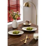 Porsima 4460 Burçak Porselen Kayık Tabak Seti - Oval Kahvaltılık Sunumluk Seti 20Cm