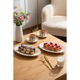 Porsima 4461 Gonca 2li Porselen Kayık Tabak Seti - Oval Kahvaltılık Sunumluk Seti 25cm