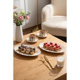 Porsima 4461 Gonca Porselen Kayık Tabak Seti - Oval Kahvaltılık Sunumluk Seti 25CM - 25 cm