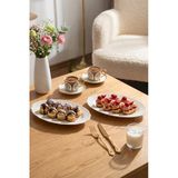 Porsima 4461 Gonca Porselen Kayık Tabak Seti - Oval Kahvaltılık Sunumluk Seti 25Cm