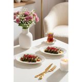 Porsima 4462 Gonca 2li Porselen Kayık Tabak Seti - Oval Kahvaltılık Sunumluk Seti 20cm