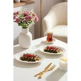 Porsima 4462 Gonca Porselen Kayık Tabak Seti - Oval Kahvaltılık Sunumluk Seti 20Cm