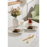 Porsima 4464 Beliz 2li Porselen Kayık Tabak Seti - Oval Kahvaltılık Sunumluk Seti 20cm