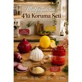 Porsima 4471 4'lü Mutfak Düzenleyici Seti – Soğan, Sarımsak, Limon Saklama Kabı ve 300 ml Hazneli Rende - Renkli