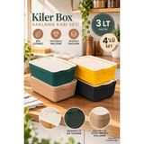 Porsima 4515 Mix Still Box 4'lü Kapaklı Saklama Kabı Seti 3 Litre – Çok Amaçlı Renkli Kiler, Buzdolabı ve Dolap Içi Organizer Kutusu - 3 lt - Çok Renkli