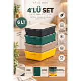 Porsima 4517 Mix Still Box 4'Lü Kapaklı Saklama Kabı Seti – 6 Lt Mutfak, Buzdolabı & Dolap İçi Düzenleyici Kutu