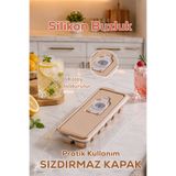 Porsima 4518 Silikon Buz Kalıbı Kapaklı – Dökmeden Kolay Dolum, BPA İçermez, Pratik Buz Yapma Kabı-Buzluk-Cappuccino
