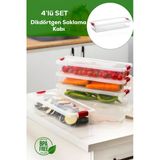 Porsima 455-4 4lü Kilitli Kapaklı Yiyecek Erzak Saklama Kabı Seti - Buzdolabı Düzenleyici Organizeri 2,3lt
