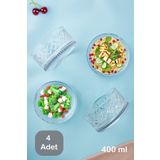 Porsima 4'lü Kesme Kristal Dondurmalık Cam Çerezlik Çerez Kasesi Magnolya Salata Kasesi 400 ml